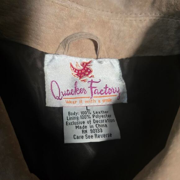 Tan and brown 100% leather jacket with embroidered animals - Picture 6 of 6